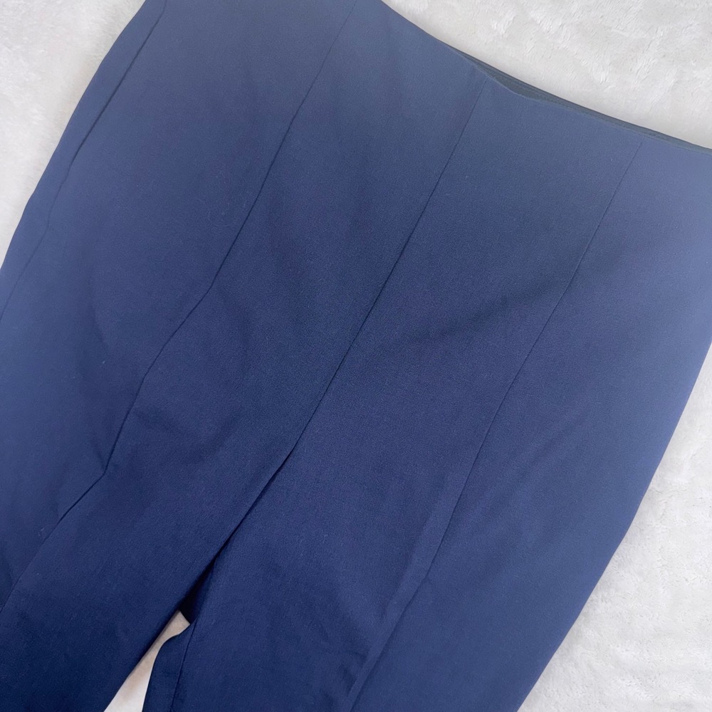 Tory Burch Trousers Women 2 Navy Blue High Rise Seam Detail Straight Leg SideZip